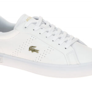 Lacoste Powercourt 2.0 Damen Sneaker wei?/gold Echtleder normal Weite