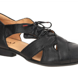 Think 1121 Schwarz Damen Schn?r-Halbschuhe Echtleder Komfort Fu?bett