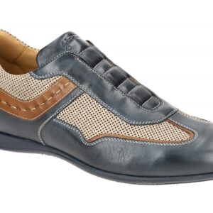 Galizio Torresi Herren Slipper 313110 Blau indio/marrone Echtleder Gummisohle