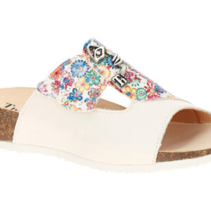 Think 124 MIZZI Damenschuhe Pantoletten Wei? bunt Bl?tenprint Echtleder bequem