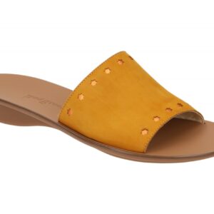 Paul Green 7550-036 Damen Pantoletten Gelb Curry Orange Metallic Rauhleder Ke...