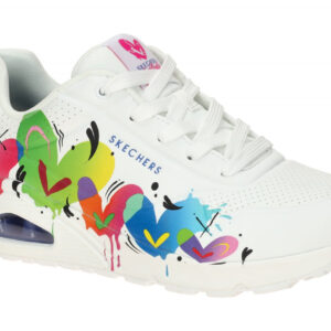 Skechers 190008 WMLT UNO - OPEN YOUR HEART Damen Sneakers Wei?/Multi Memory Foam