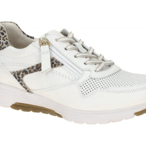 Gabor 86.978.25 ROLLINGSOFT Damen Sneaker Wei? Leo-Muster Trendig & Bequem
