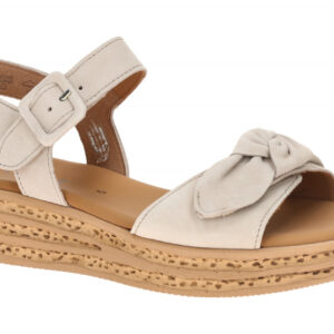Gabor 84.553 Damen Plateau Sandalen in Grau - Oak mit Klettverschluss