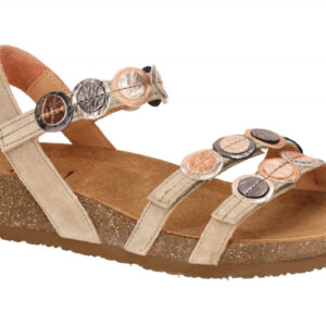 Think 322 Damen Sandalette beige iced coffee/kombi Keilabsatz Klettverschluss