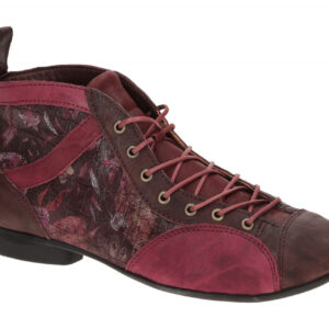 Think GUAD 2 Damen Stiefeletten Rot Vino Leder Gummisohle 1,5cm Blockabsatz