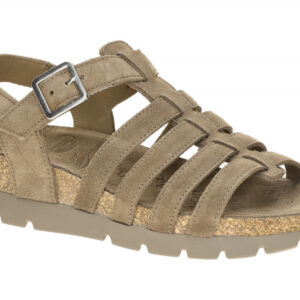 Panama Jack Sasha B4 Damen Riemchensandale Klettverschluss Grau Taupe Echtleder