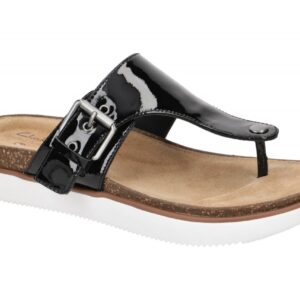 Clarks Damen Pantoletten 26159138 4 Elayne Step Schwarz Echtleder Zehentrenner