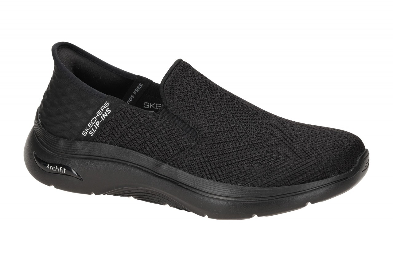 Skechers 216600 BBK Herren Slipper Schwarz Textil Maschinen Waschbar Arch Fit 1 Skechers 216600 BBK Herren Slipper Schwarz Textil Maschinen Waschbar Arch Fit