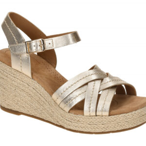 Clarks 26181463 4 Sabina Strap Damen Sandalette Gold-champagne mit Keilabsatz
