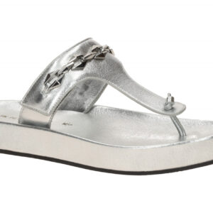 Peter Kaiser Damen Plateau Pantoletten 9-77105-46 Silber Metallic Glattleder