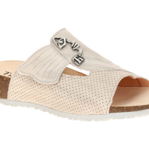 Think 124 MIZZI Damenschuhe Pantoletten Wei? - pearl/kombi Echtleder Fu?bett ...
