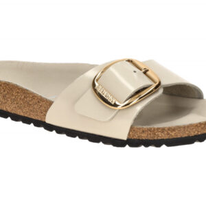 Birkenstock 1031823 Madrid Big Buckle Damen Pantoletten Hellgrau Gold Echtleder