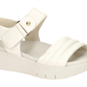 Gabor 84.610 Damen Sandalette Wei? Latte Keilabsatz PU Plateau Riemchen