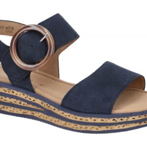 Gabor 84.550 - Damen Sandalette Riemchen Blau Marine Keilabsatz flexibel