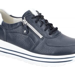 Waldl?ufer 758009 H-LANA Damenschuhe blau/wei? bequeme Schn?r-Halbschuhe