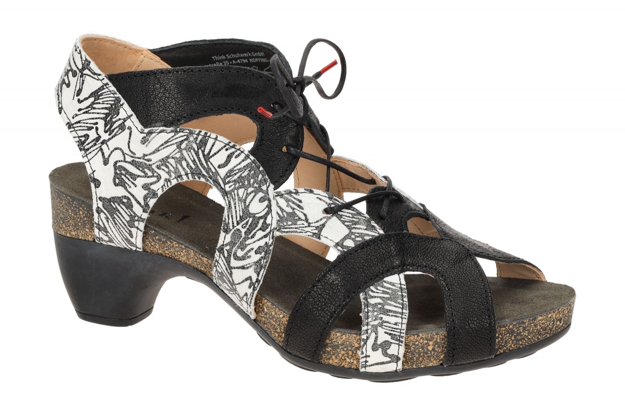 Think TRAUDI-576 Damen Sandalette Schwarz/kombi Leder PU Plateau Schn?rung 4cm 1 Think TRAUDI-576 Damen Sandalette Schwarz/kombi Leder PU Plateau Schn?rung 4cm