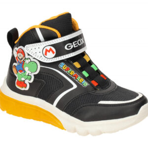 Geox J46LBJ 054FU C0054 Kinder Klett Halbschuhe Schwarz Gelb Atmungsaktiv LED