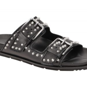 Kennel & Schmenger Damen Pantolette KS 92710 Schwarz/Silber Echtleder runde Form
