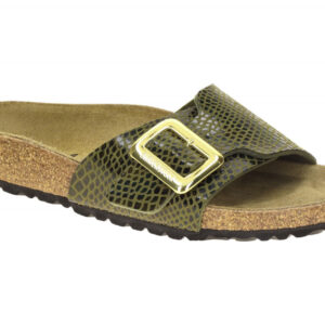 Birkenstock Damen Pantoletten 1030320 Catalina Cushion Buckle Gr?n Snake Sage