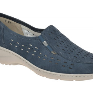 Waldl?ufer 607503 KYA Damen Slipper blau Jeans Echtleder bequem Keilabsatz