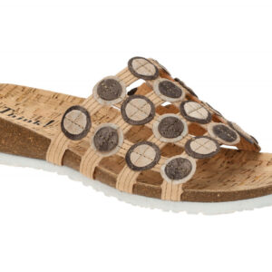 Think 247 Beige Linen Damenschuhe Pantoletten Echtleder Komfort Fu?bett