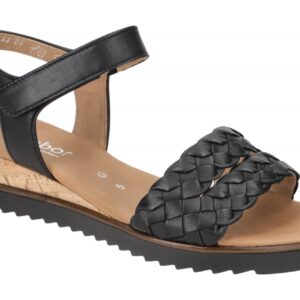 Gabor 82.759.27 Damen Sandalette Schwarz Kork Wedge Keilabsatz 2,5cm