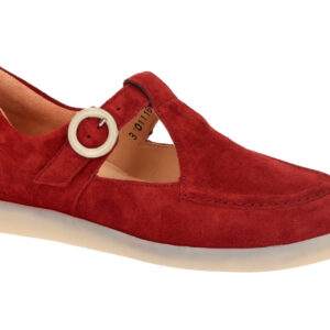 Think 1116 Damen Mary Jane Ballerina in Rot - melograno mit Klettverschluss