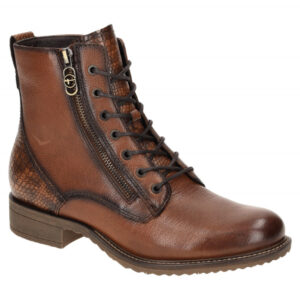 Tamaris Damen Stiefeletten 1-25211-43 in braun-cognac, bequeme Lace Up Boots