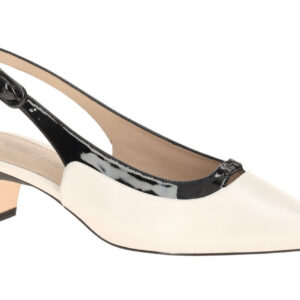 Peter Kaiser 9-79504-46 Kitten Heel Slingpumps wei?/schwarz gl?nzend - Echtle...