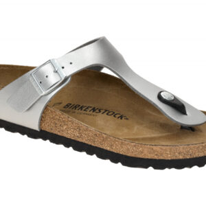 Birkenstock 43851 Gizeh BS Damen Pantoletten in Silber mit anatomischem Kork-...