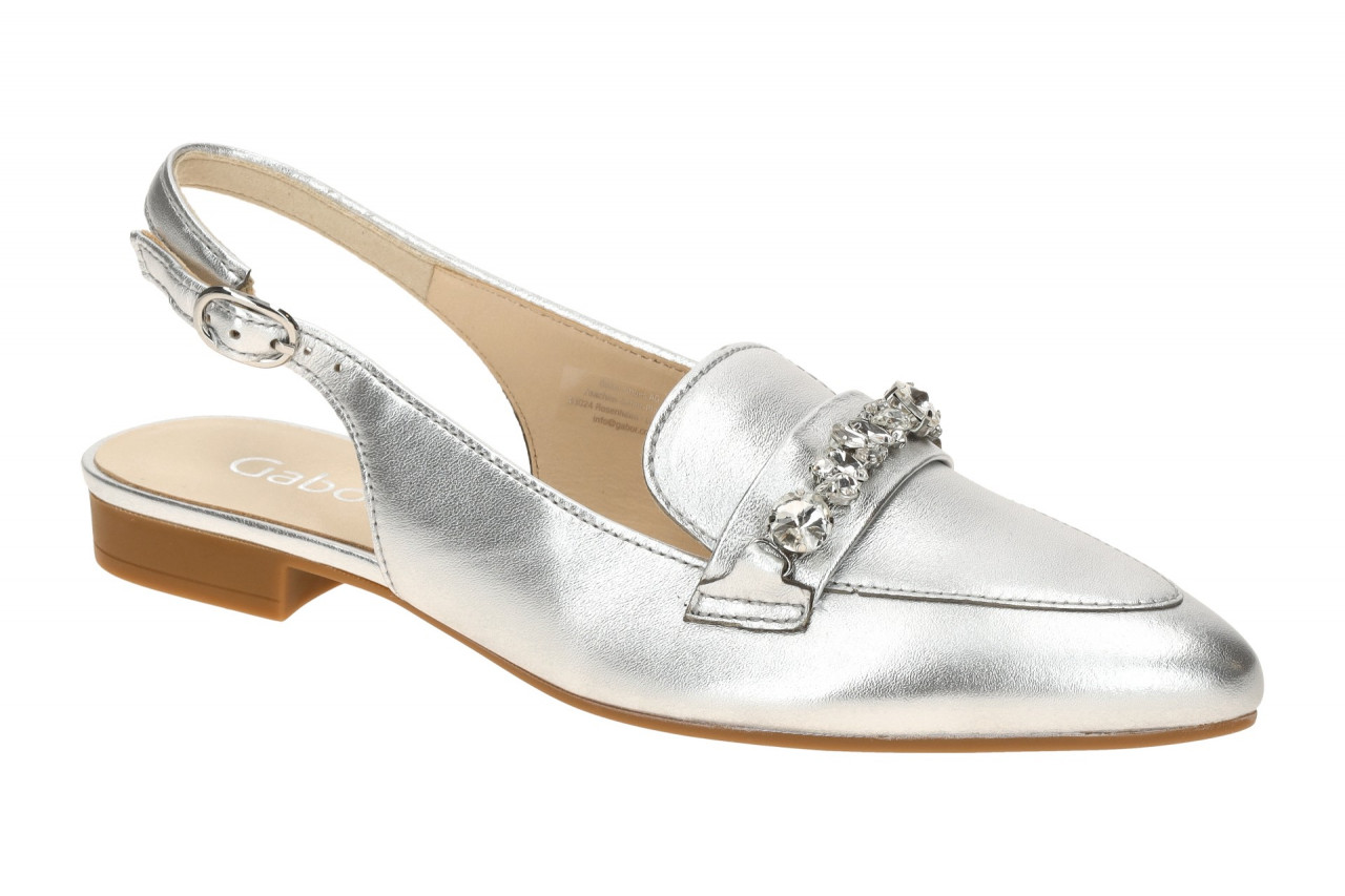 Gabor 61.531. Silber Hochfront Sling Pumps Blockabsatz Echtleder 1 Gabor 61.531. Silber Hochfront Sling Pumps Blockabsatz Echtleder