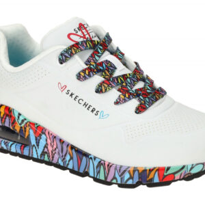 Skechers 177918 WMLT Damen UNO - RAVAGED LOVE Sneaker wei? + bunte Herzen