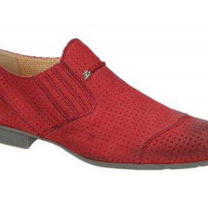 Bello BL197 rosso elegante Herrenslipper in Rot - Glattleder mit blau Ziern?hten
