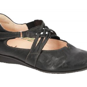 Think Chilli Schwarze Damenschuhe Ballerina Mary Jane sz/K794 Klettverschluss...