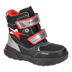 Geox J267UC SVEGGEN BOY Kinderschuhe schwarz rot wasserdicht Klett Winter Sti...