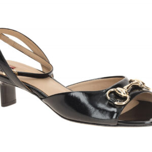H?gl 4726 Damen Sandalette Schwarz gl?nzend Gold Schmuck Absatz 4cm