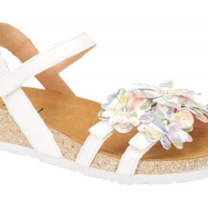 Think 551 Damen Sandalette wei? bianco/kombi Keilabsatz Klettverschluss Echtl...