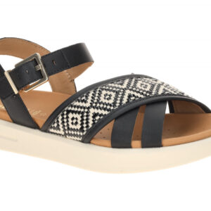 Geox Damen Sandale XAND 2S D65PAB - Schwarz, bequemes Echtleder Fu?bett