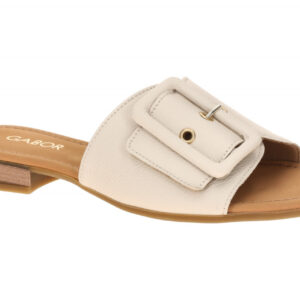 Gabor 82.791 Damen Pantoletten Beige Gold Glattleder Fu?bett 2cm Absatz