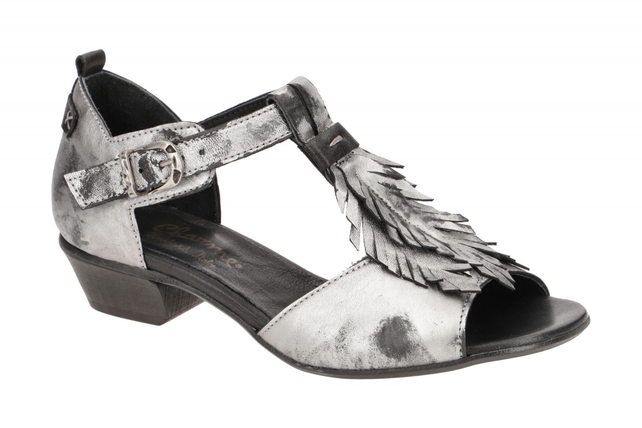 Charme Damen Sandale 0762-02 Grau Echtleder Gummisohle Trichterabsatz 1 Charme Damen Sandale 0762-02 Grau Echtleder Gummisohle Trichterabsatz