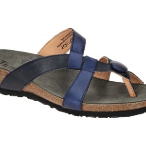 Think Damen Pantoletten JULIA navy/kombi Glattleder Wedge 2cm