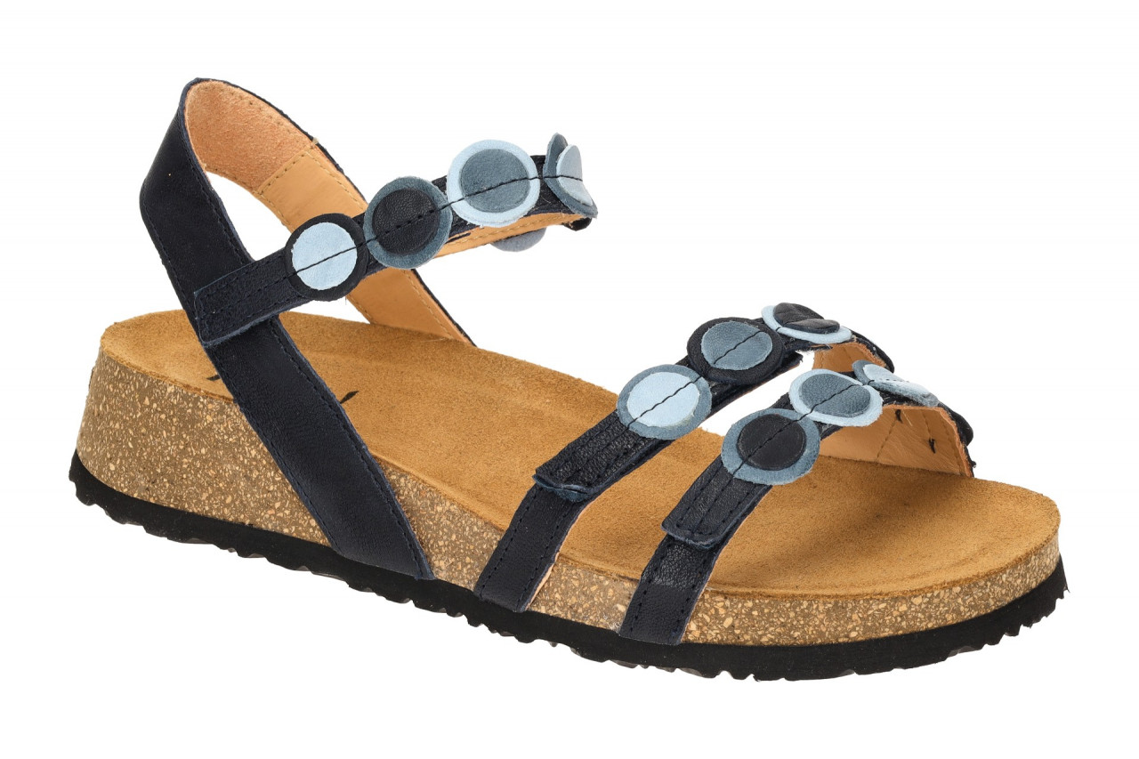 Think 322 Damen Sandalette blau navy Klettverschluss Keilabsatz Echtleder 1 Think 322 Damen Sandalette blau navy Klettverschluss Keilabsatz Echtleder