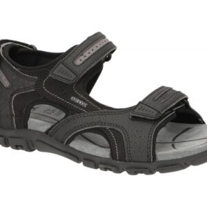 Geox U8224D 050AU C9310 Herren Sandale Schwarz/Grau - atmungsaktiv, wasserdicht