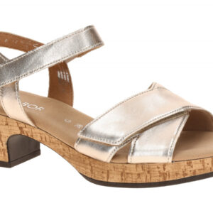 Gabor 82.072.62 Damen Plateau Sandalette in Grau-Puder mit Blockabsatz
