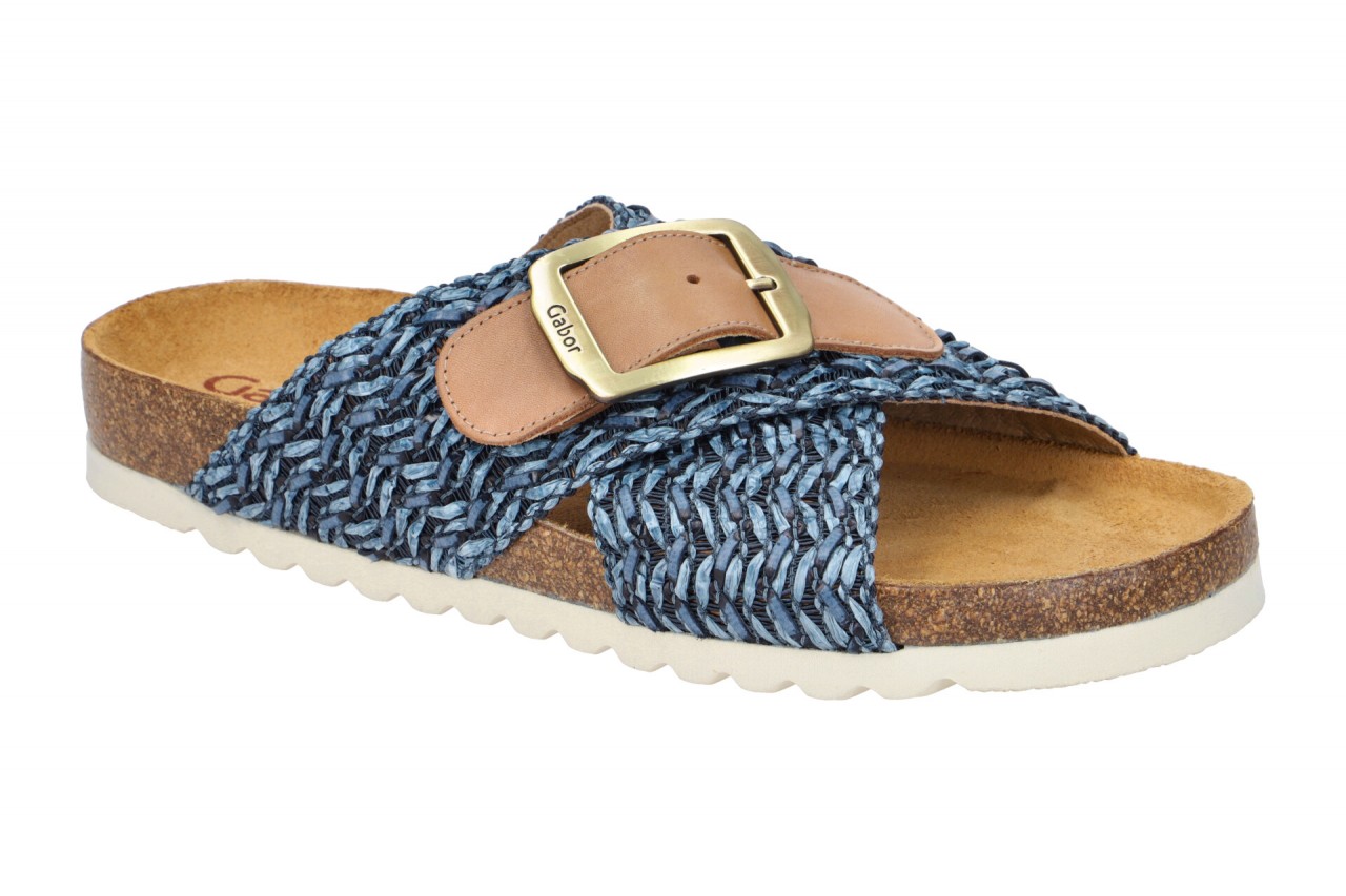Gabor 83.032.46 Bequeme Damen Pantoletten in Blau marine/Cognac - Glattleder/... 1 Gabor 83.032.46 Bequeme Damen Pantoletten in Blau marine/Cognac - Glattleder/...