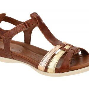 Ecco Damen Sandalette 240873 Braun/Gold/Bronze T-Steg Metallic-Leder Comfort-...