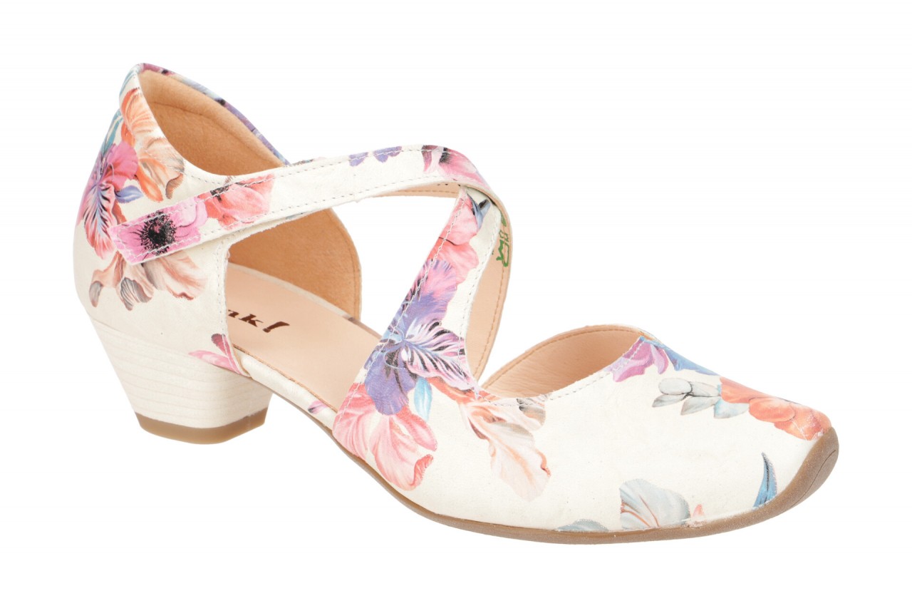 Think 3-000209-9000 AIDA Damen Riemchen Pumps ivory Echtleder Blumenmuster 1 Think 3-000209-9000 AIDA Damen Riemchen Pumps ivory Echtleder Blumenmuster