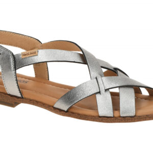Pikolinos W0X-0556CL lead ALGAR Damen Sandalette Silber-Grau Blockabsatz
