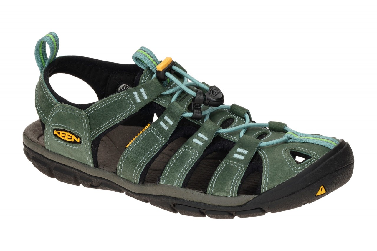 Keen 1014371 Clearwater CNX Leather Damen Sandale Gr?n mineral blue/yellow Ou... 1 Keen 1014371 Clearwater CNX Leather Damen Sandale Gr?n mineral blue/yellow Ou...